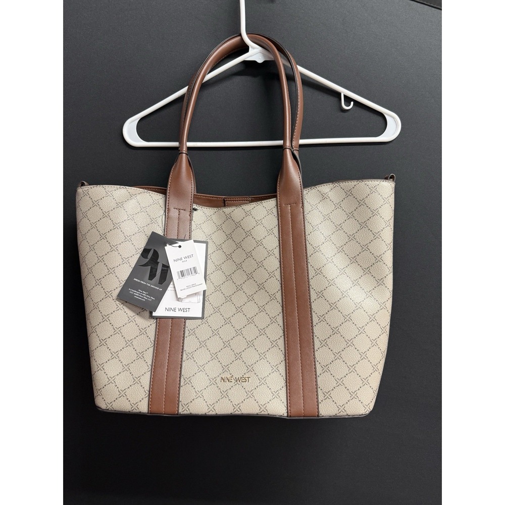 New Nine‎ West Kole  2 in 1 Tote +Pouch Convertible Mahogany Brown Tote Bag